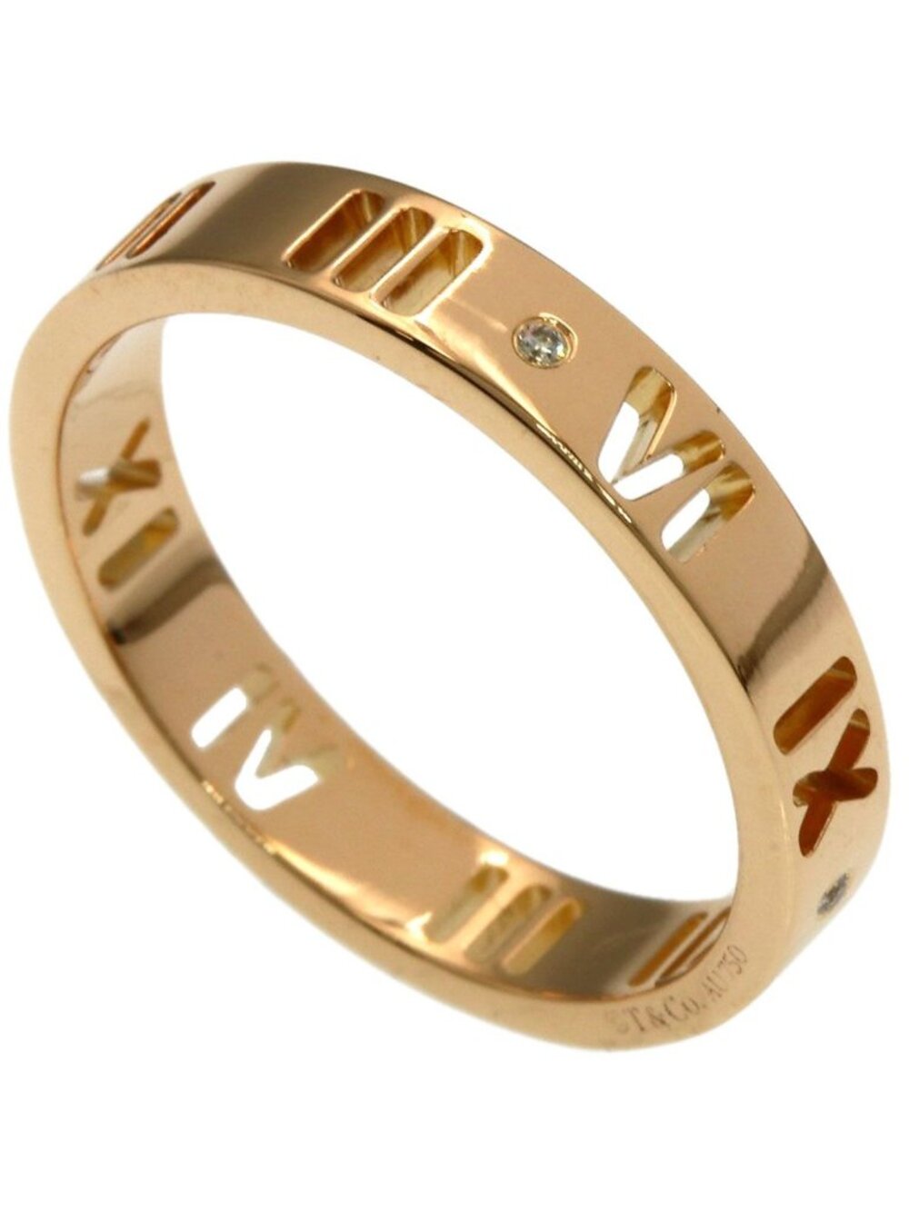 Tiffany & Co Atlas Pierced Diamond Ring 18k Pink Gold